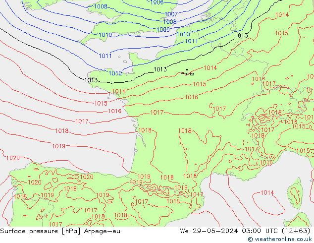 Luchtdruk (Grond) Arpege-eu wo 29.05.2024 03 UTC