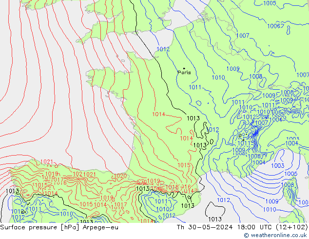 ciśnienie Arpege-eu czw. 30.05.2024 18 UTC