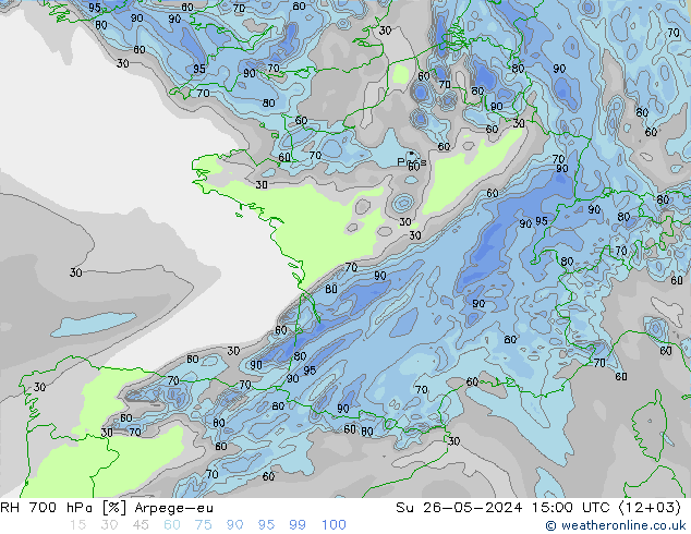 RH 700 hPa Arpege-eu Dom 26.05.2024 15 UTC