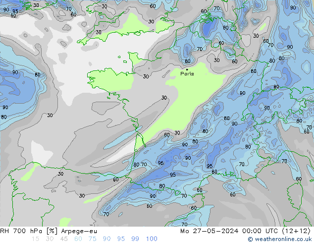 RV 700 hPa Arpege-eu ma 27.05.2024 00 UTC