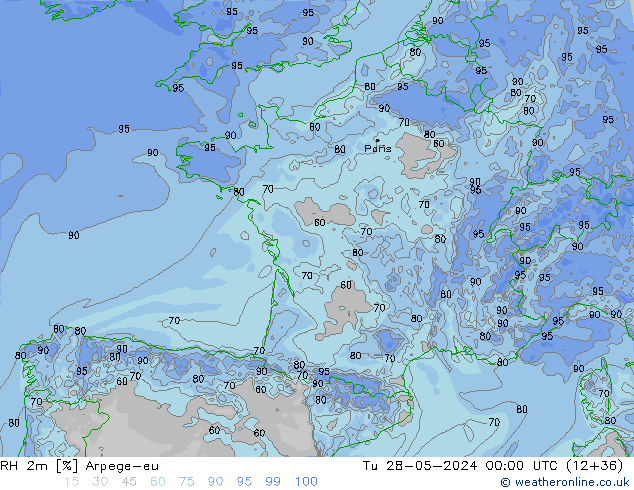 RH 2m Arpege-eu  28.05.2024 00 UTC