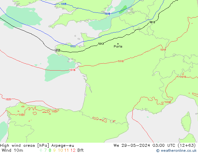 Windvelden Arpege-eu wo 29.05.2024 03 UTC