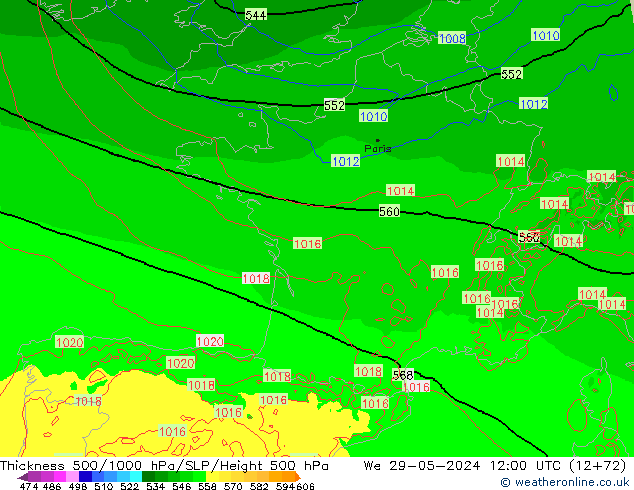 Thck 500-1000hPa Arpege-eu We 29.05.2024 12 UTC