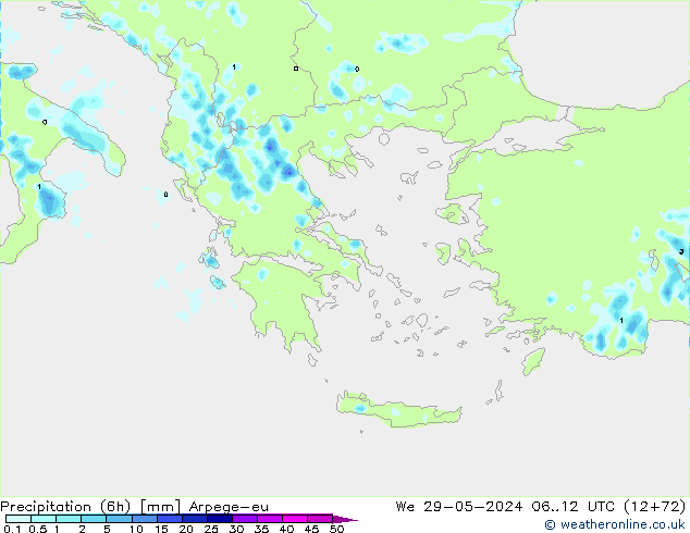 Precipitation (6h) Arpege-eu We 29.05.2024 12 UTC