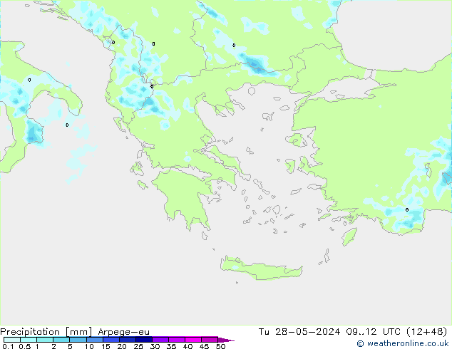 precipitação Arpege-eu Ter 28.05.2024 12 UTC