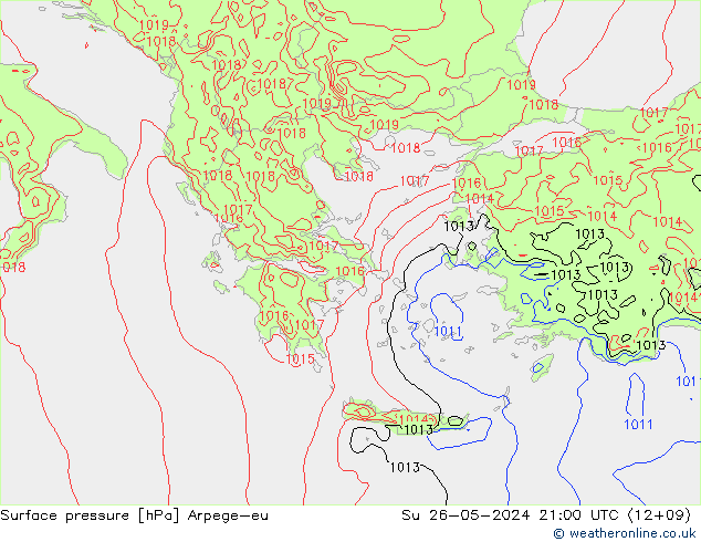 Luchtdruk (Grond) Arpege-eu zo 26.05.2024 21 UTC