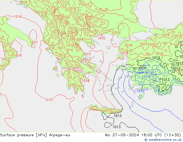 pression de l'air Arpege-eu lun 27.05.2024 18 UTC