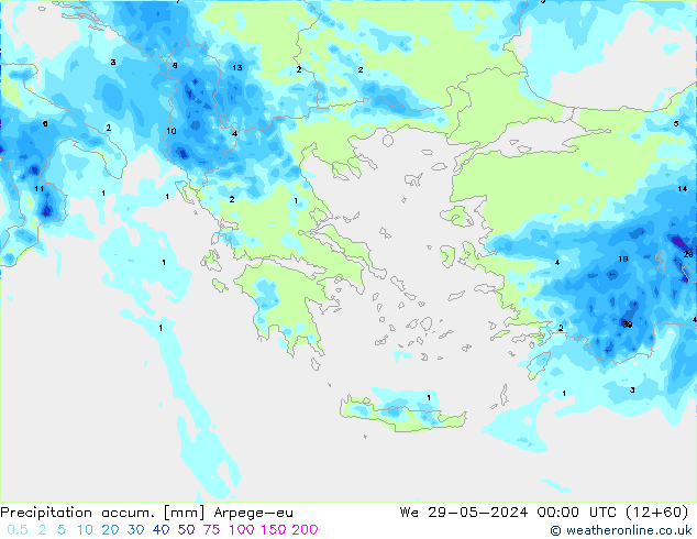 Precipitation accum. Arpege-eu mer 29.05.2024 00 UTC