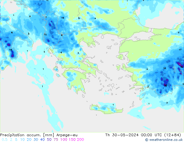 Toplam Yağış Arpege-eu Per 30.05.2024 00 UTC