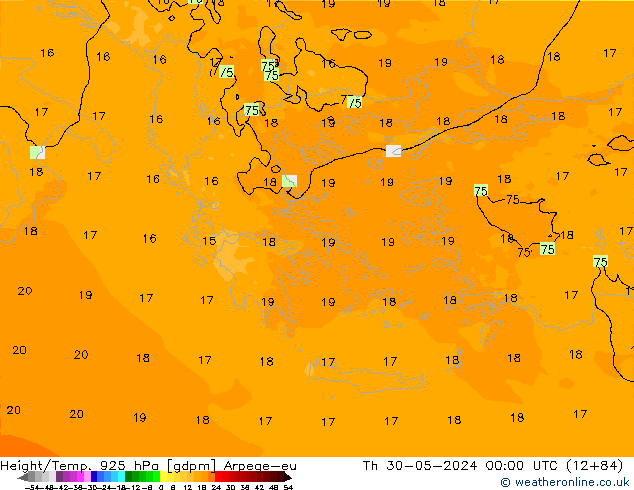 Height/Temp. 925 hPa Arpege-eu czw. 30.05.2024 00 UTC