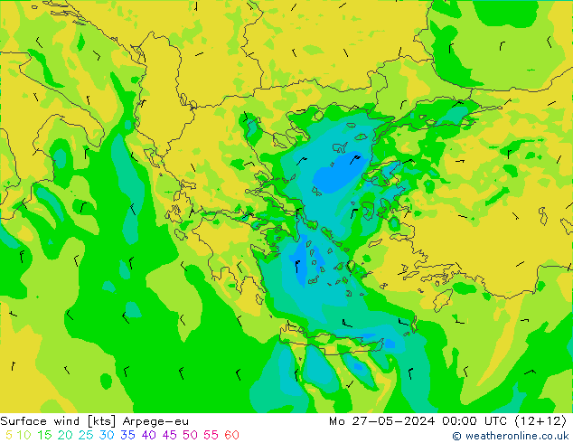 Wind 10 m Arpege-eu ma 27.05.2024 00 UTC