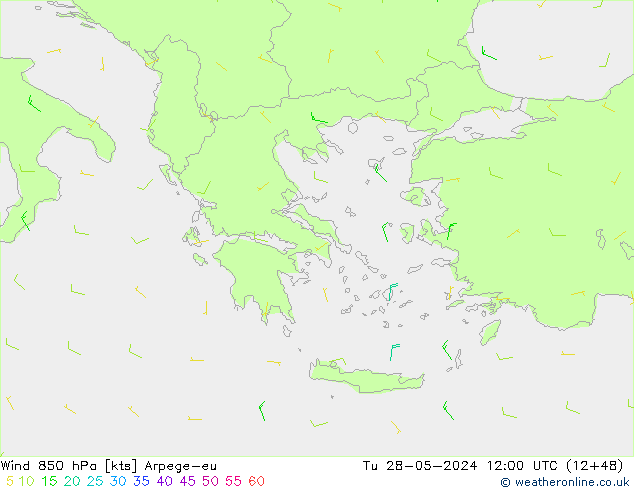 Vento 850 hPa Arpege-eu Ter 28.05.2024 12 UTC