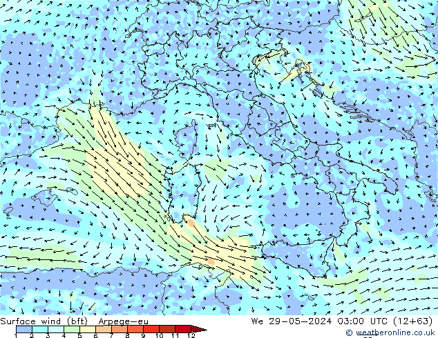 10 m (bft) Arpege-eu  29.05.2024 03 UTC