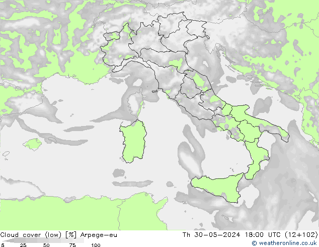 Bulutlar (düşük) Arpege-eu Per 30.05.2024 18 UTC