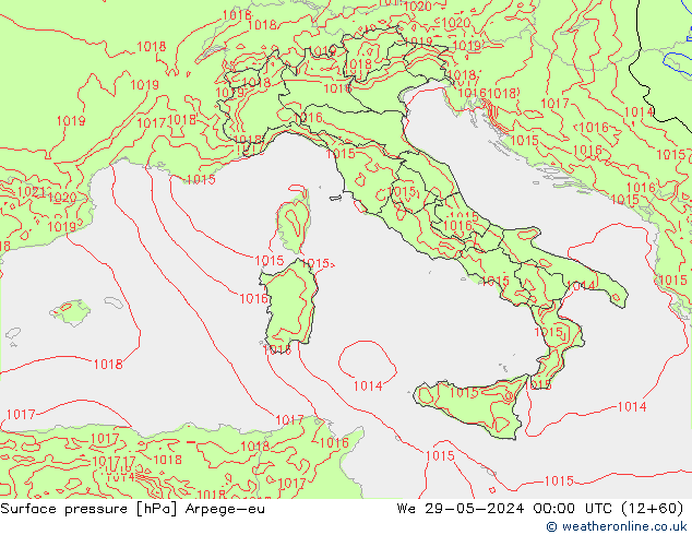 Presión superficial Arpege-eu mié 29.05.2024 00 UTC