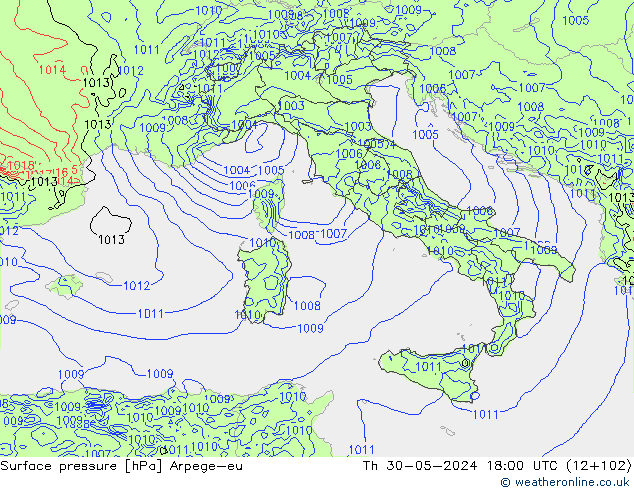 Bodendruck Arpege-eu Do 30.05.2024 18 UTC