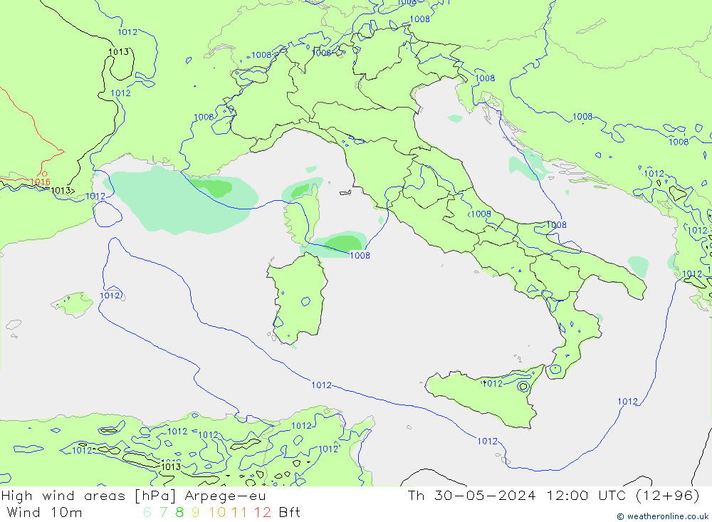 Windvelden Arpege-eu do 30.05.2024 12 UTC