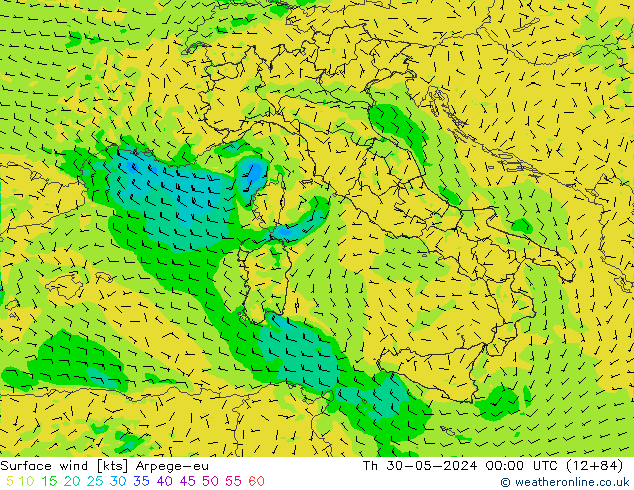 ветер 10 m Arpege-eu чт 30.05.2024 00 UTC