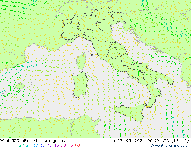 ветер 850 гПа Arpege-eu пн 27.05.2024 06 UTC