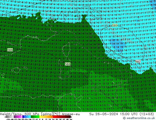 Géop./Temp. 500 hPa Arpege-eu dim 26.05.2024 15 UTC