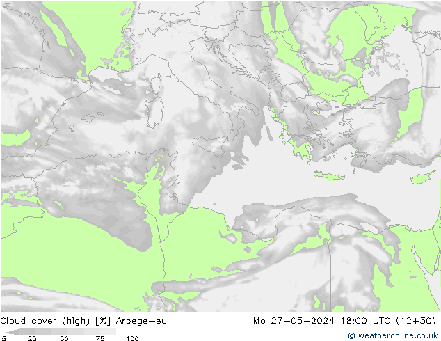 Nuages (élevé) Arpege-eu lun 27.05.2024 18 UTC