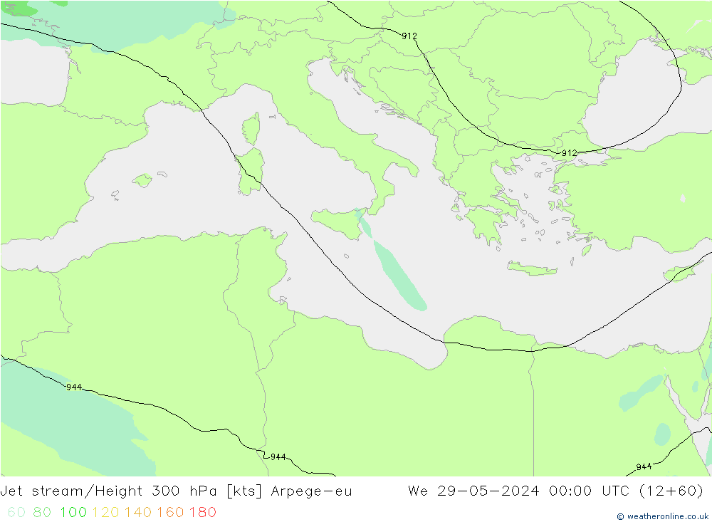 Jet stream/Height 300 hPa Arpege-eu We 29.05.2024 00 UTC