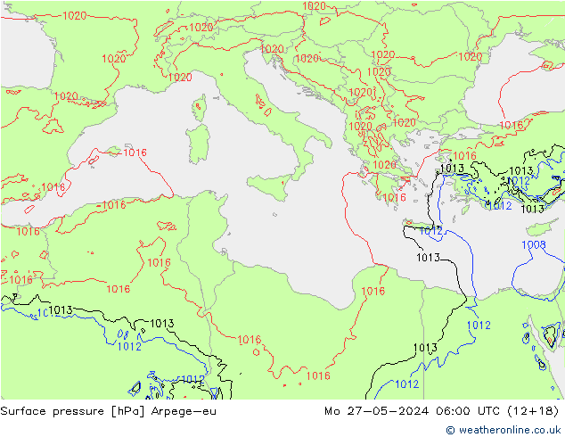 приземное давление Arpege-eu пн 27.05.2024 06 UTC