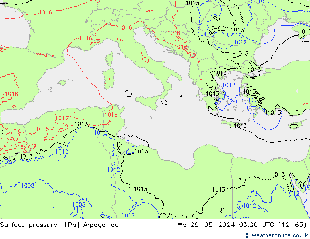 Luchtdruk (Grond) Arpege-eu wo 29.05.2024 03 UTC