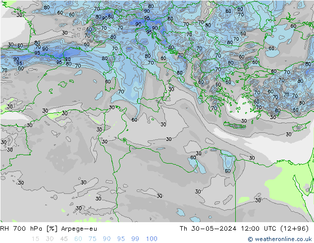 700 hPa Nispi Nem Arpege-eu Per 30.05.2024 12 UTC