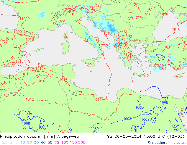 Precipitation accum. Arpege-eu Su 26.05.2024 15 UTC