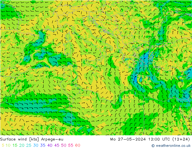 Surface wind Arpege-eu Po 27.05.2024 12 UTC