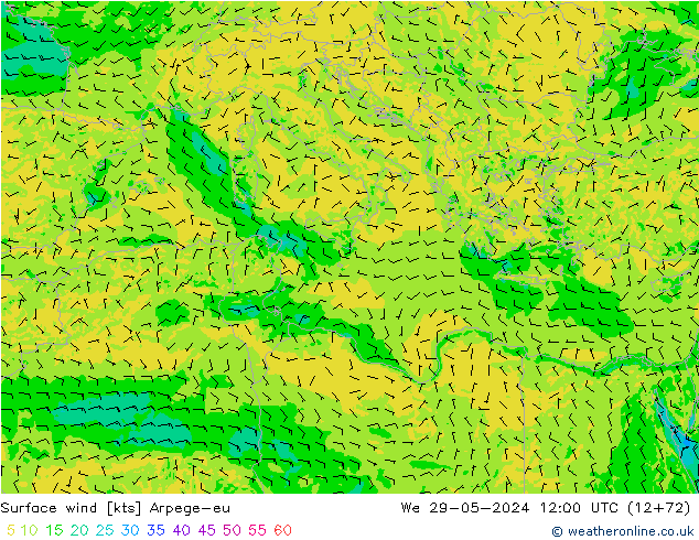 Rüzgar 10 m Arpege-eu Çar 29.05.2024 12 UTC