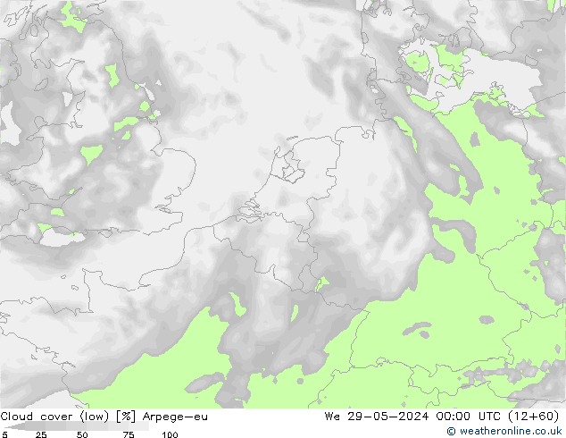 zachmurzenie (niskie) Arpege-eu śro. 29.05.2024 00 UTC