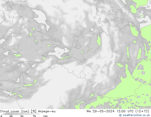 Bewolking (Laag) Arpege-eu wo 29.05.2024 12 UTC