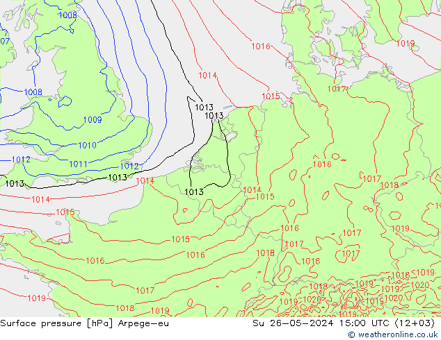 Surface pressure Arpege-eu Su 26.05.2024 15 UTC