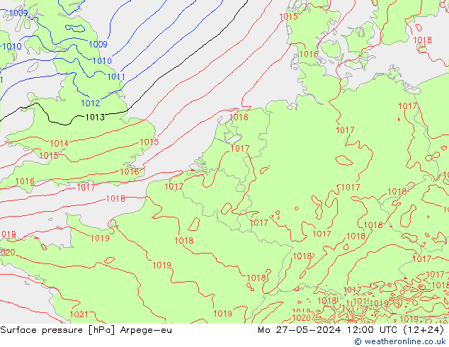 Presión superficial Arpege-eu lun 27.05.2024 12 UTC