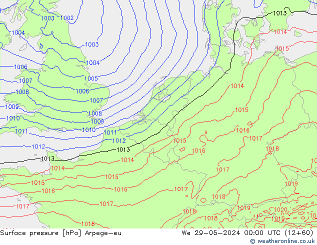 Surface pressure Arpege-eu We 29.05.2024 00 UTC