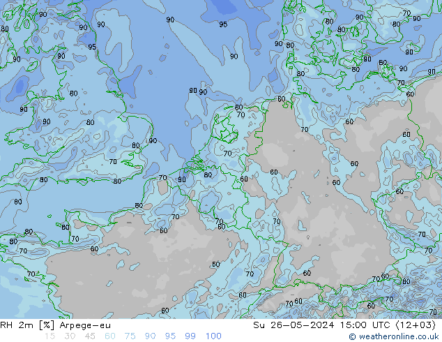 RH 2m Arpege-eu dom 26.05.2024 15 UTC