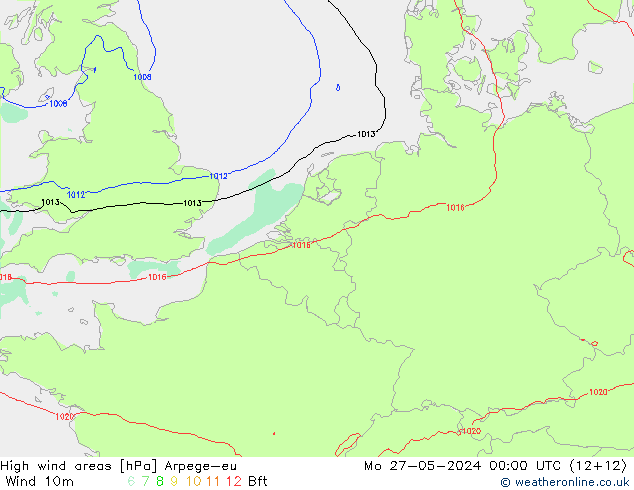 High wind areas Arpege-eu lun 27.05.2024 00 UTC
