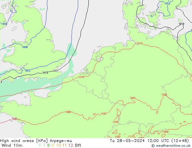 yüksek rüzgarlı alanlar Arpege-eu Sa 28.05.2024 12 UTC
