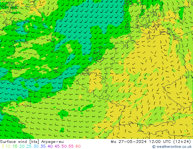 Wind 10 m Arpege-eu ma 27.05.2024 12 UTC