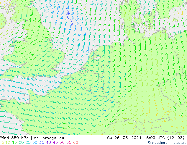 Vent 850 hPa Arpege-eu dim 26.05.2024 15 UTC