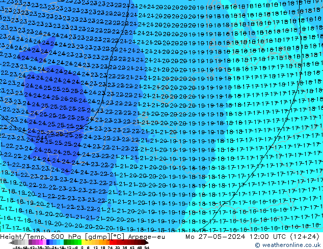 Height/Temp. 500 hPa Arpege-eu Mo 27.05.2024 12 UTC