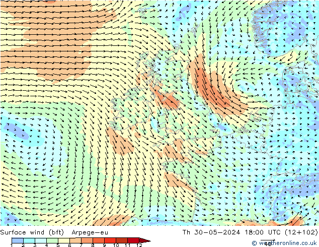  10 m (bft) Arpege-eu  30.05.2024 18 UTC