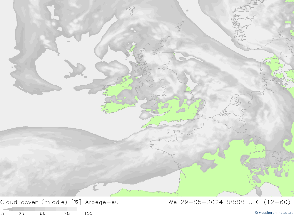 nuvens (médio) Arpege-eu Qua 29.05.2024 00 UTC