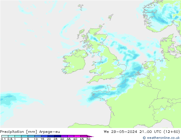 precipitação Arpege-eu Qua 29.05.2024 00 UTC