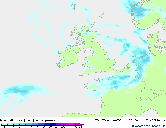осадки Arpege-eu ср 29.05.2024 06 UTC