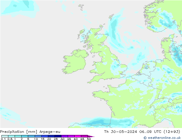 Précipitation Arpege-eu jeu 30.05.2024 09 UTC