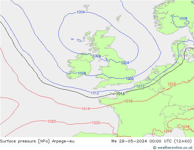 Surface pressure Arpege-eu We 29.05.2024 00 UTC