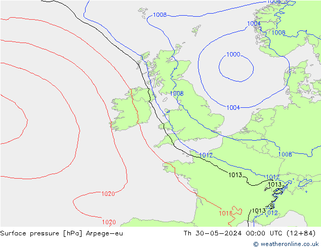 Surface pressure Arpege-eu Th 30.05.2024 00 UTC